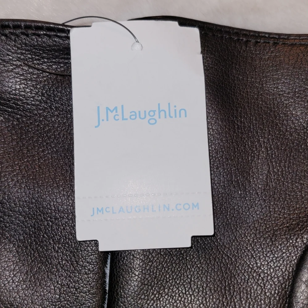 J McLaughlin Camilla Leather Leopard Gloves Size Medium New With Tag